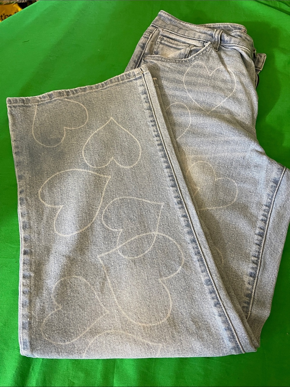 SO Light Blue Straight-Leg Jeans with Heart Print